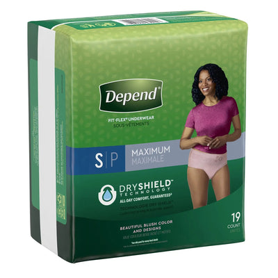 Kimberly Clark Depend Fit-Flex Incontinence Underwear, Maximum Absorbency, for Women, Small, Beige