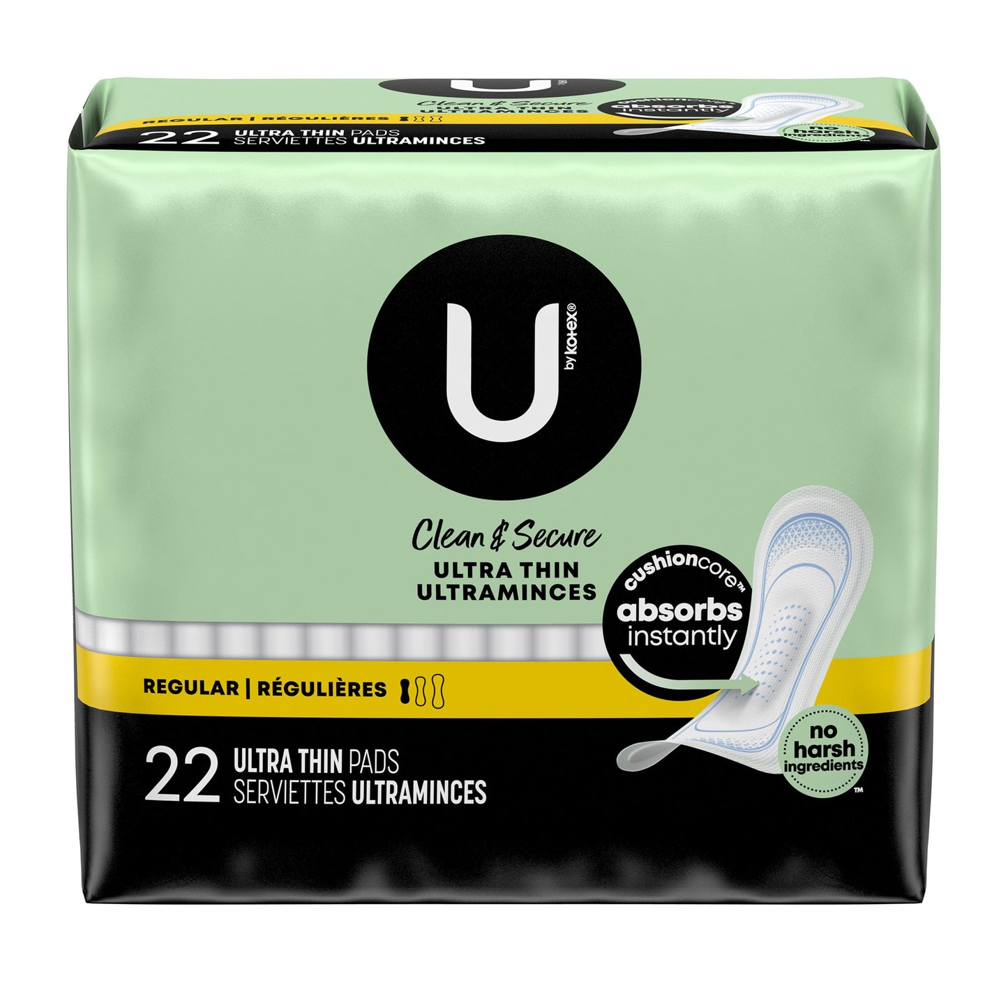U by Kotex Premium Ultra Thin Pads, Regular, Unscented.
