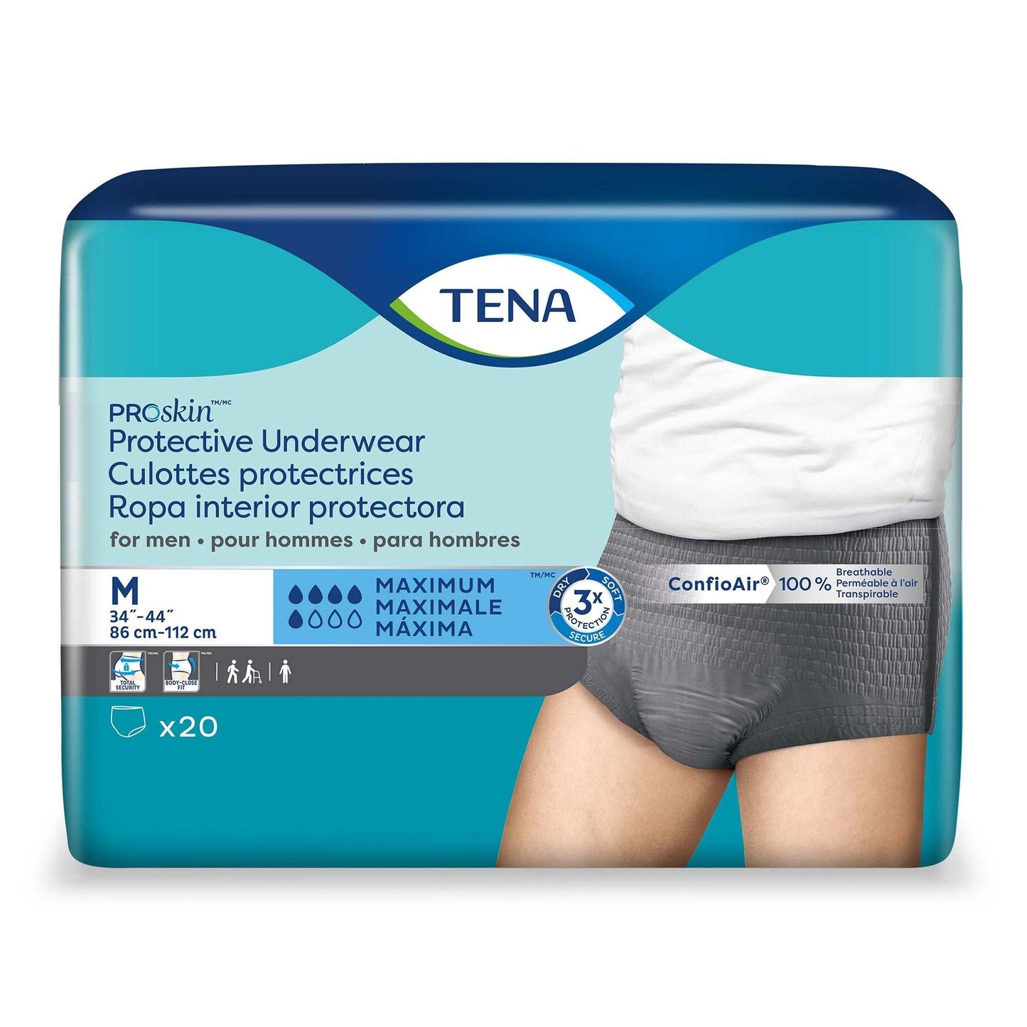 TENA ProSkin Protective Underwear for Men M, 34" - 44"