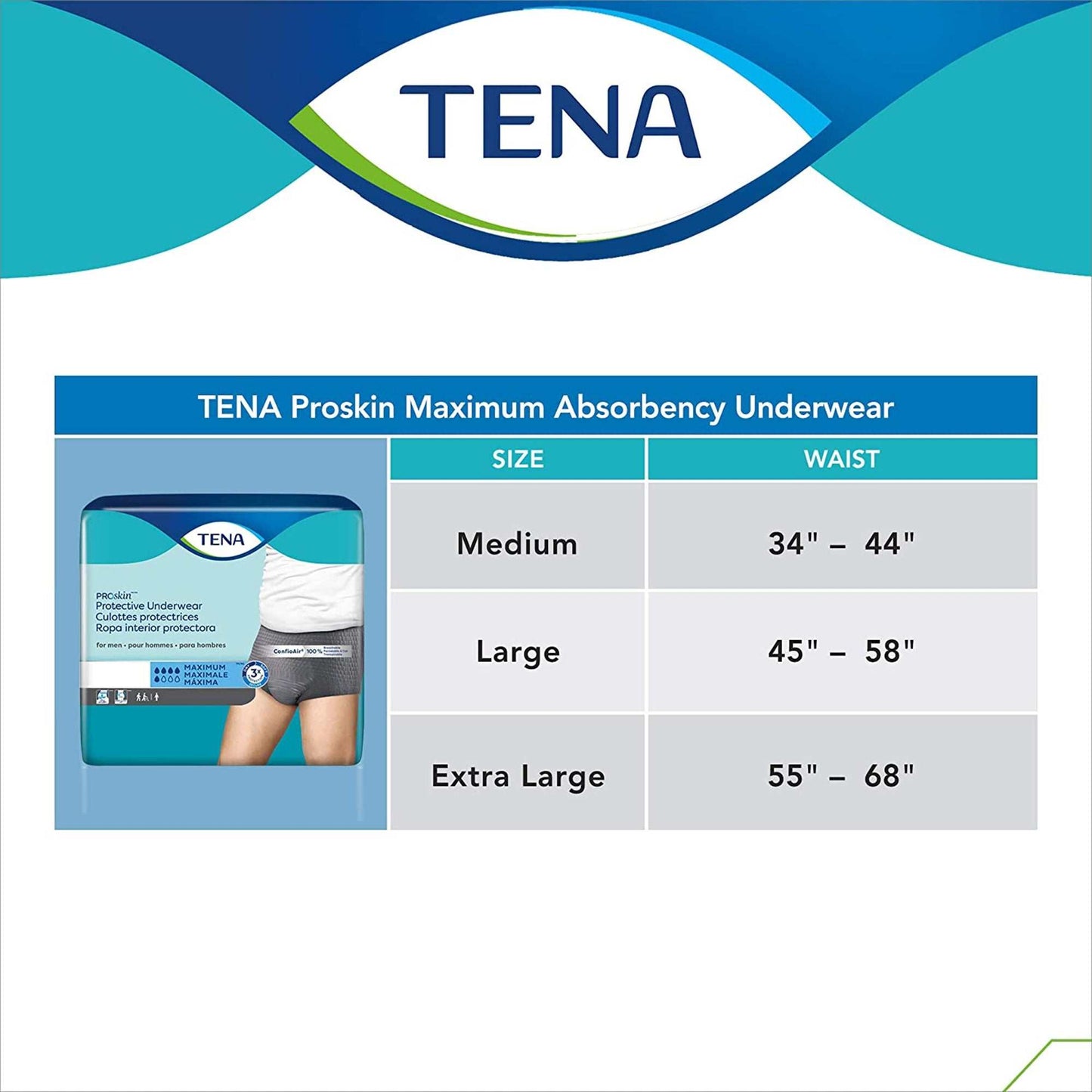 TENA ProSkin Protective Underwear for Men M, 34" - 44"