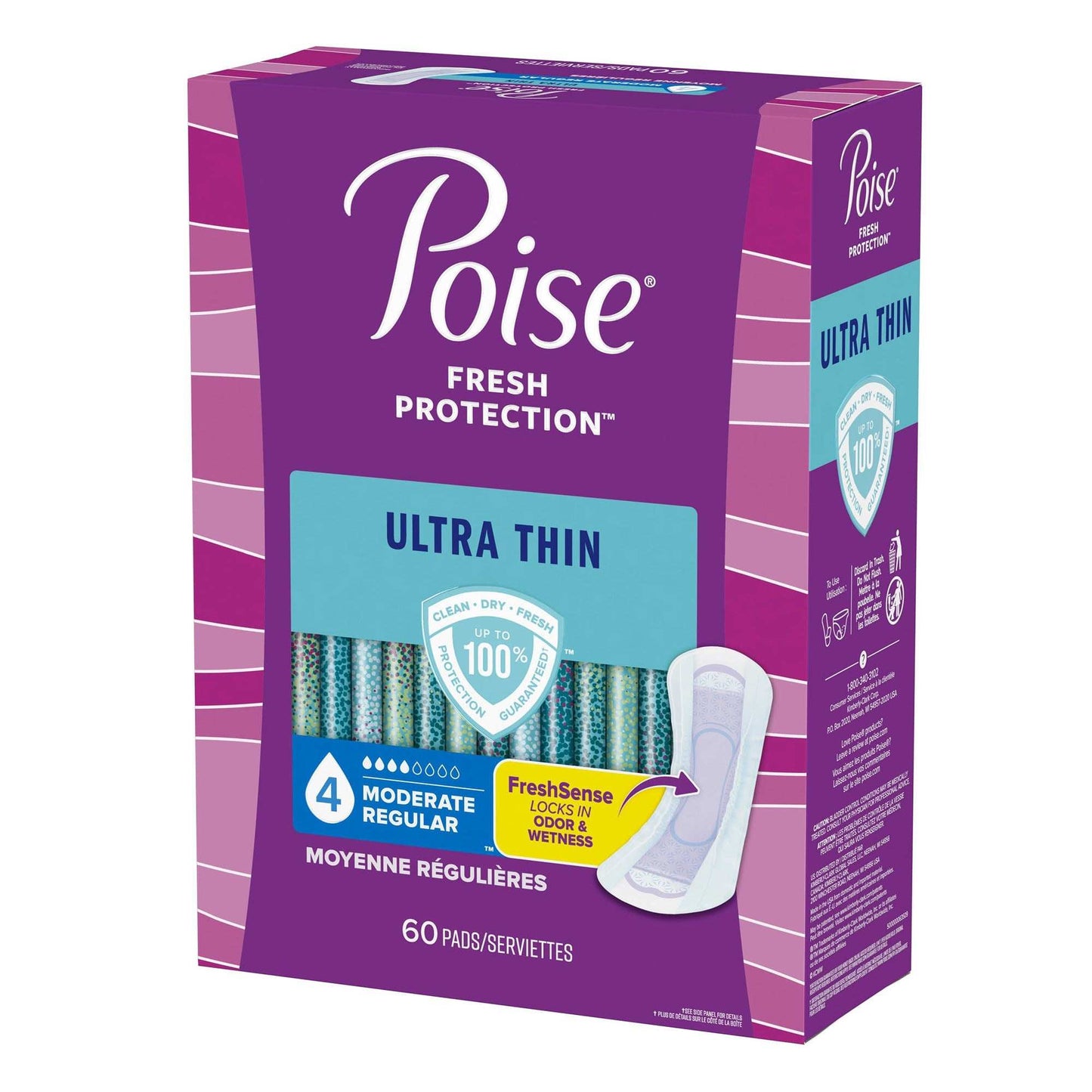 Kimberly Clark Poise Ultra Thin Incontinence Pad, Moderate Absorbency, Regular, 9.4''