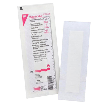3M Medipore + Pad Soft Cloth Adhesive Dressing, 3½ x 10 Inch - 3571