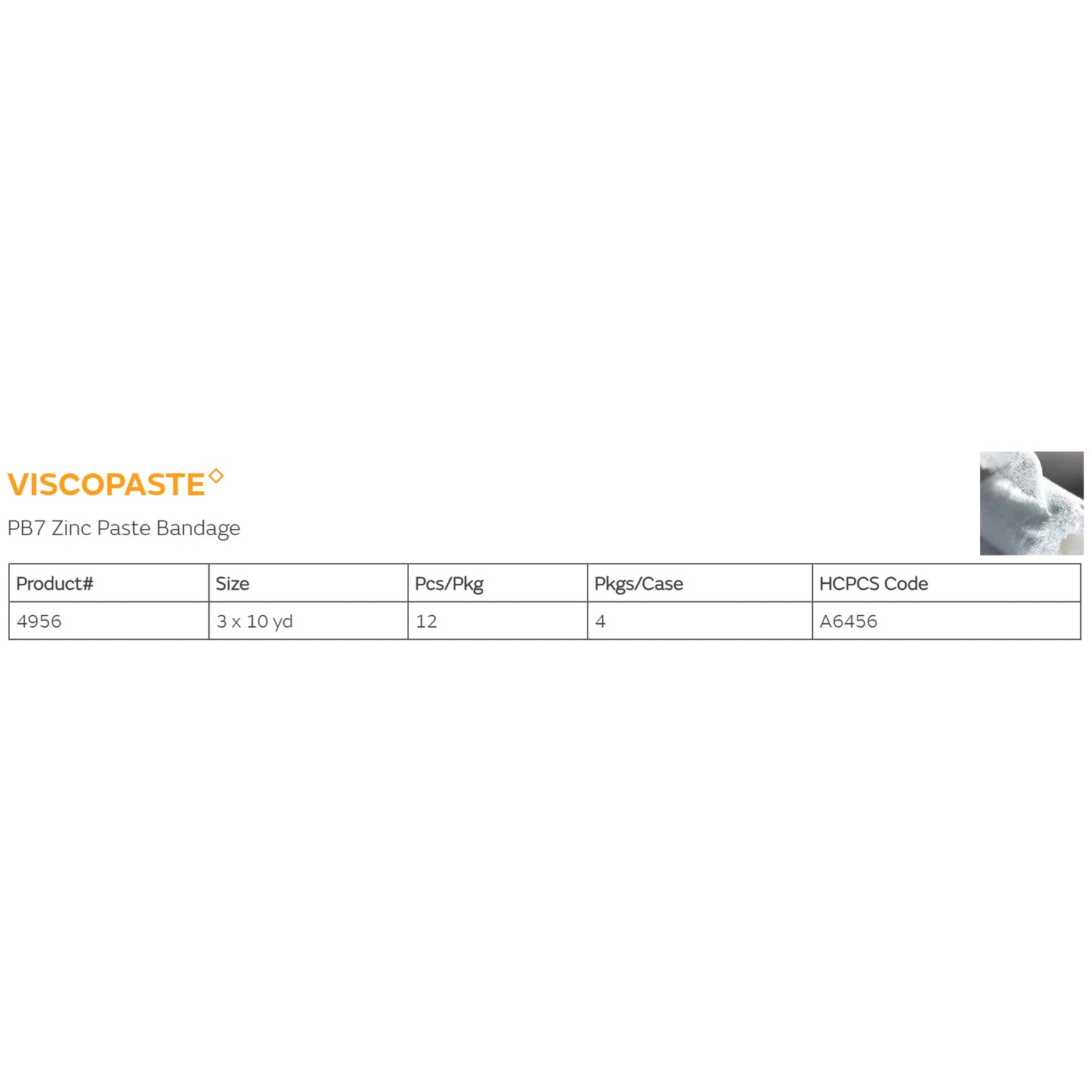 Viscopaste PB7 Zinc Paste Bandage 3" x 10 yds