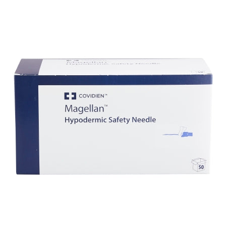 Magellan Hypodermic Safety Needle Integrated Safety Shield 23 Gauge x 5/8" L, One Handed Design, Blue, Ultra-sharp, Sterile