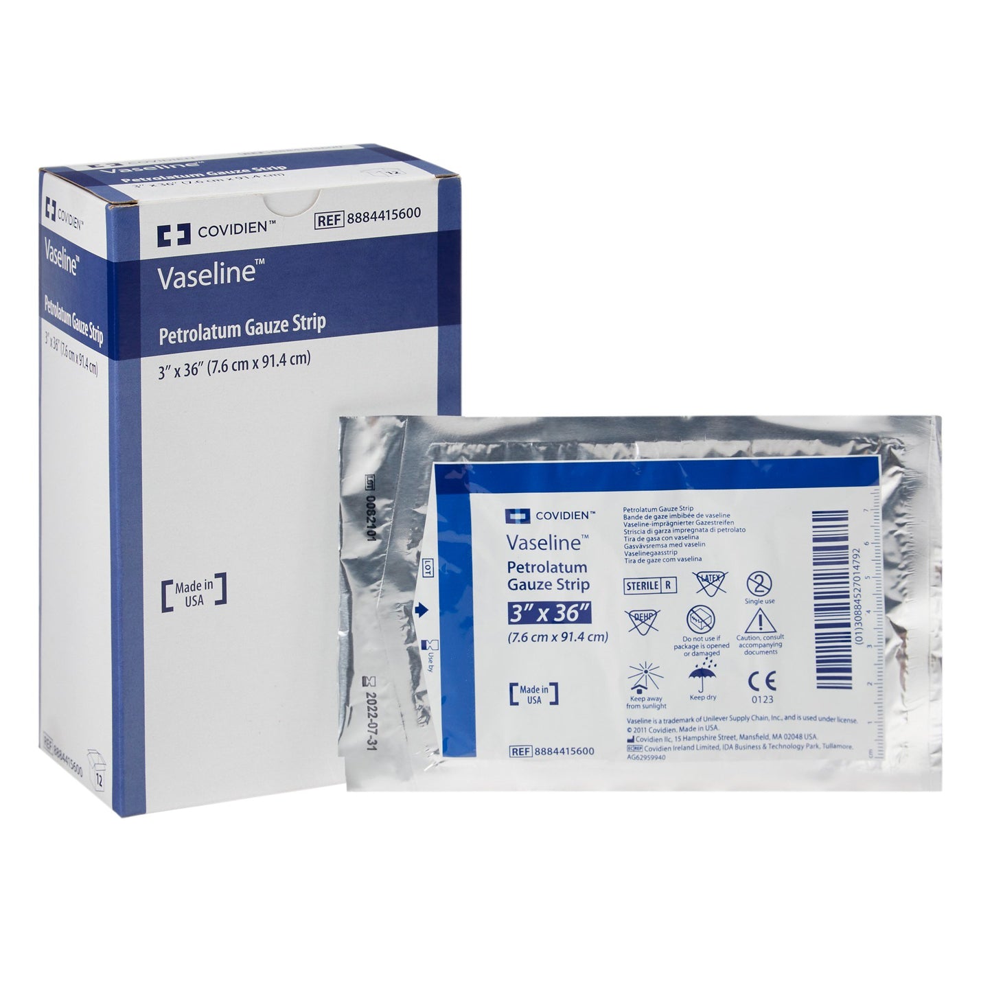 Vaseline Sterile Non-Adherent Petrolatum Gauze Strip, 3" x 36"