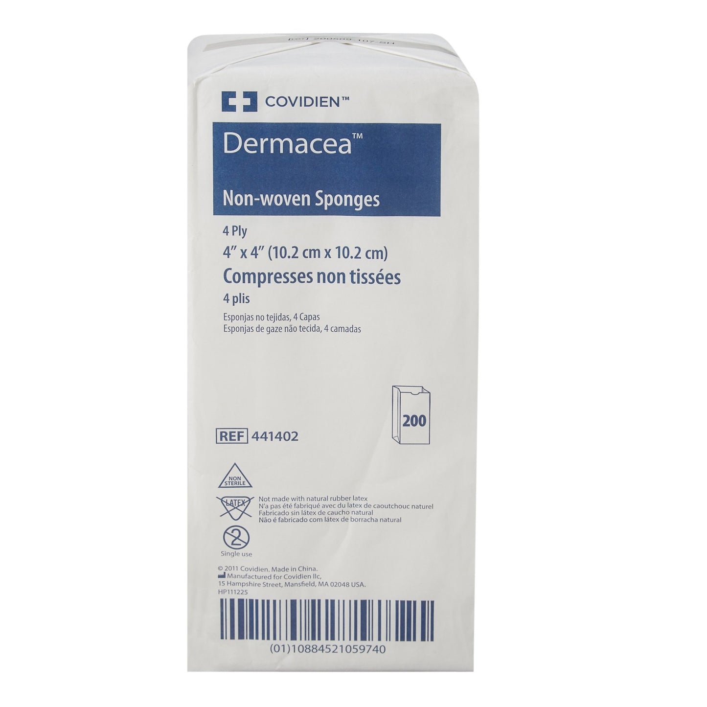 Dermacea Nonsterile Nonwoven Sponge 4" x 4" 4 ply