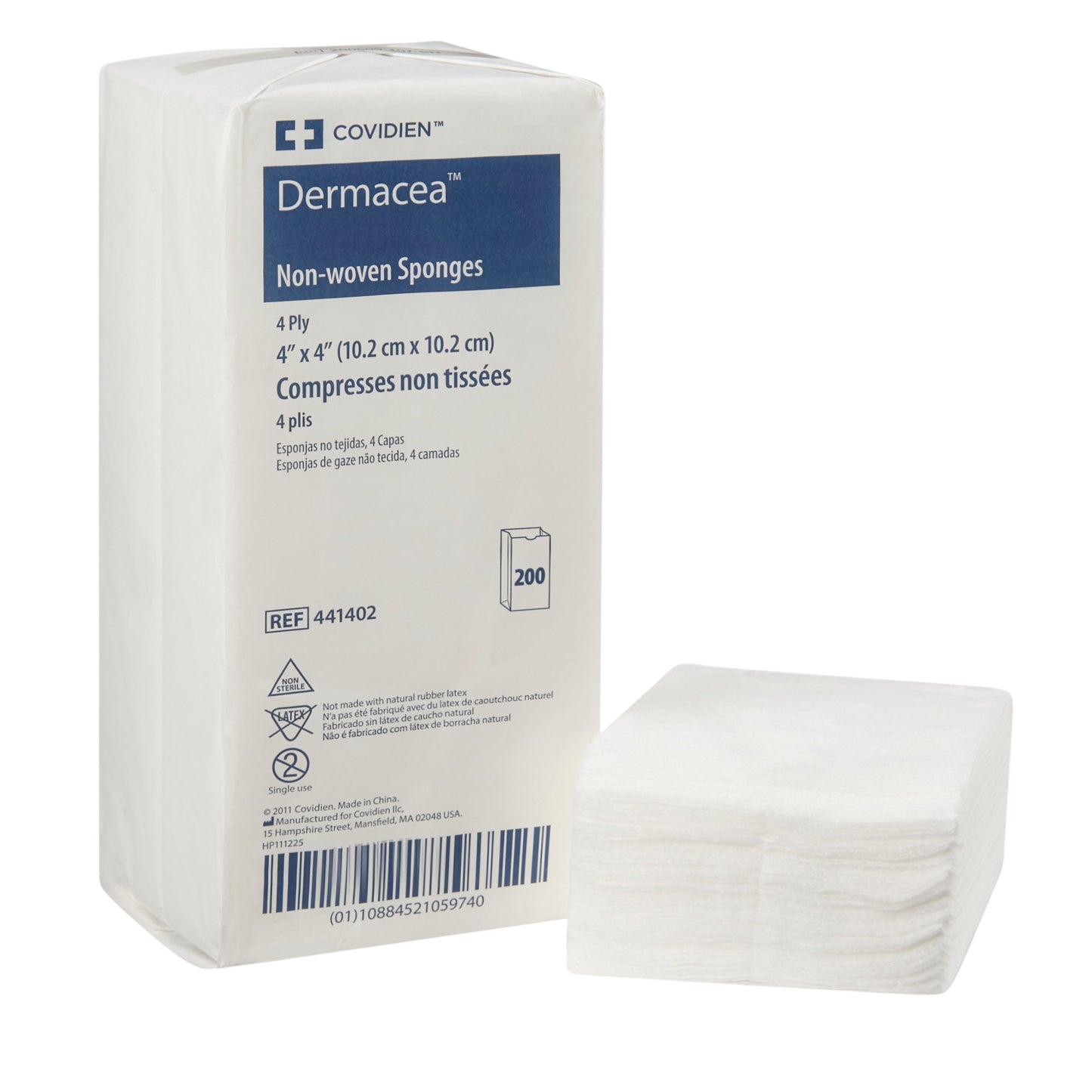 Dermacea Nonsterile Nonwoven Sponge 4" x 4" 4 ply