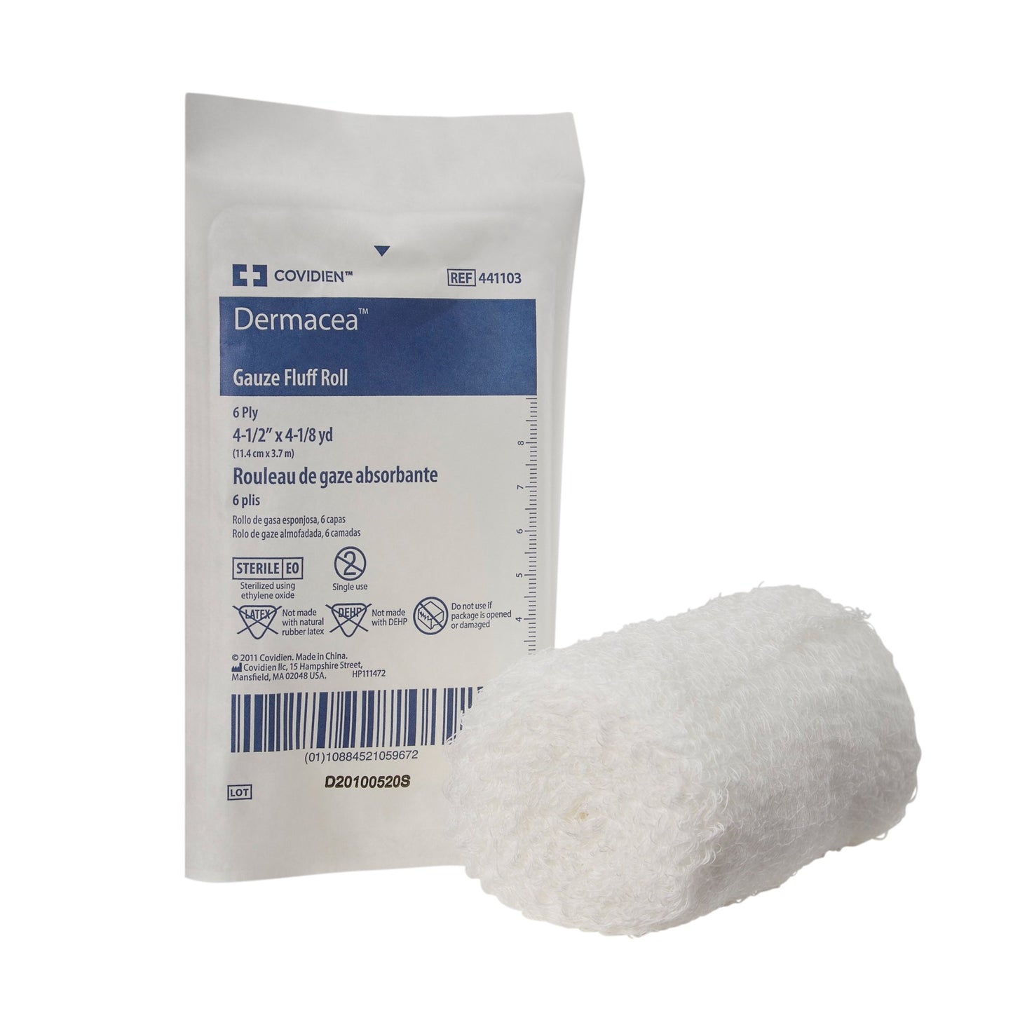 Dermacea Sterile Gauze Fluff Rolls, 4.5" x 4.1 yds