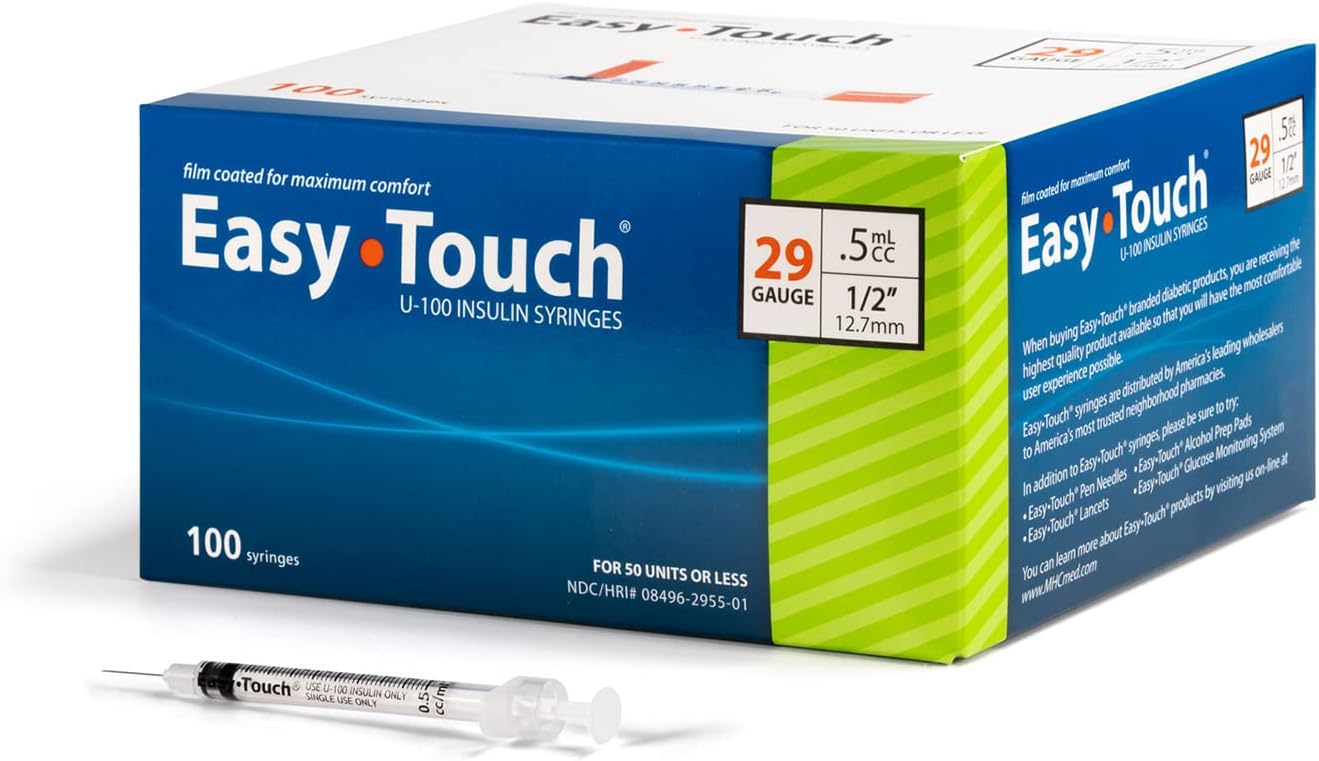 Easy Touch Insulin Syringe 29G x 1/2", 0.5 mL- 829555