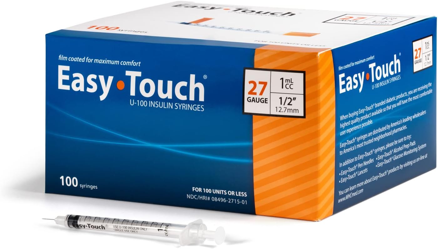 EasyTouch U-100 Insulin Syringe 27G x 5/8", 1 mL- 827158