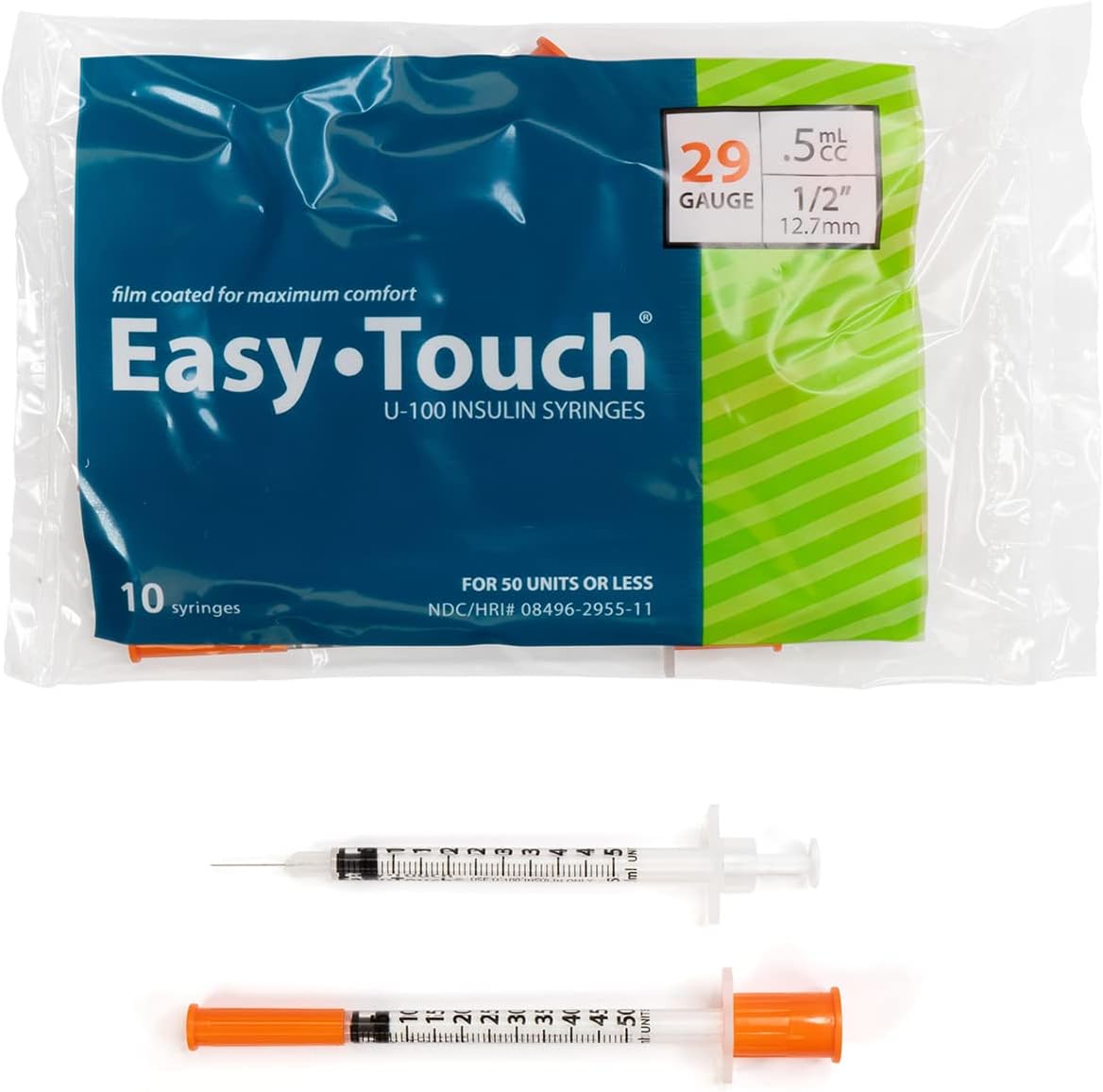 Easy Touch Insulin Syringe 29G x 1/2", 0.5 mL- 829555