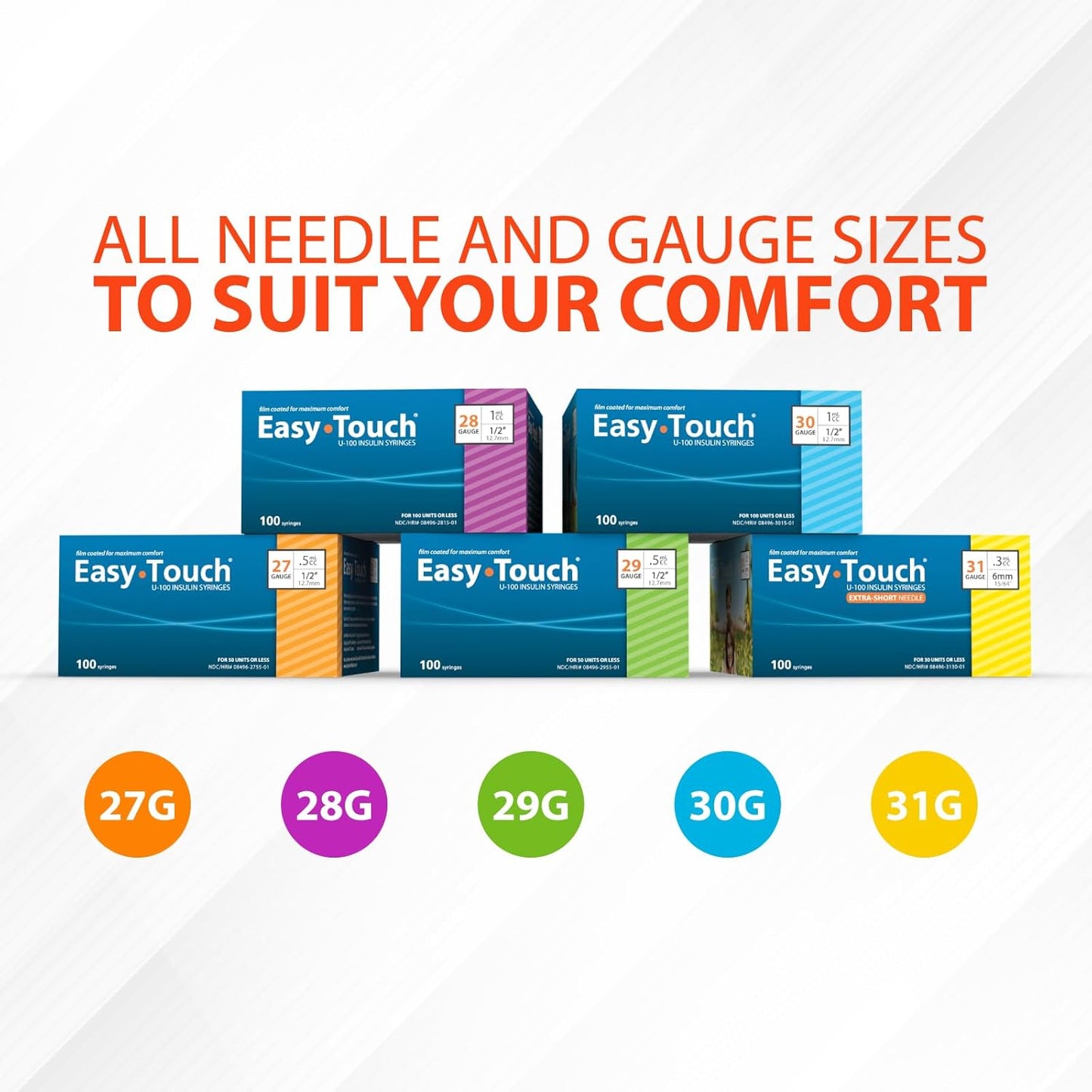 Easy Touch Insulin Syringe 29G x 1/2", 0.5 mL- 829555