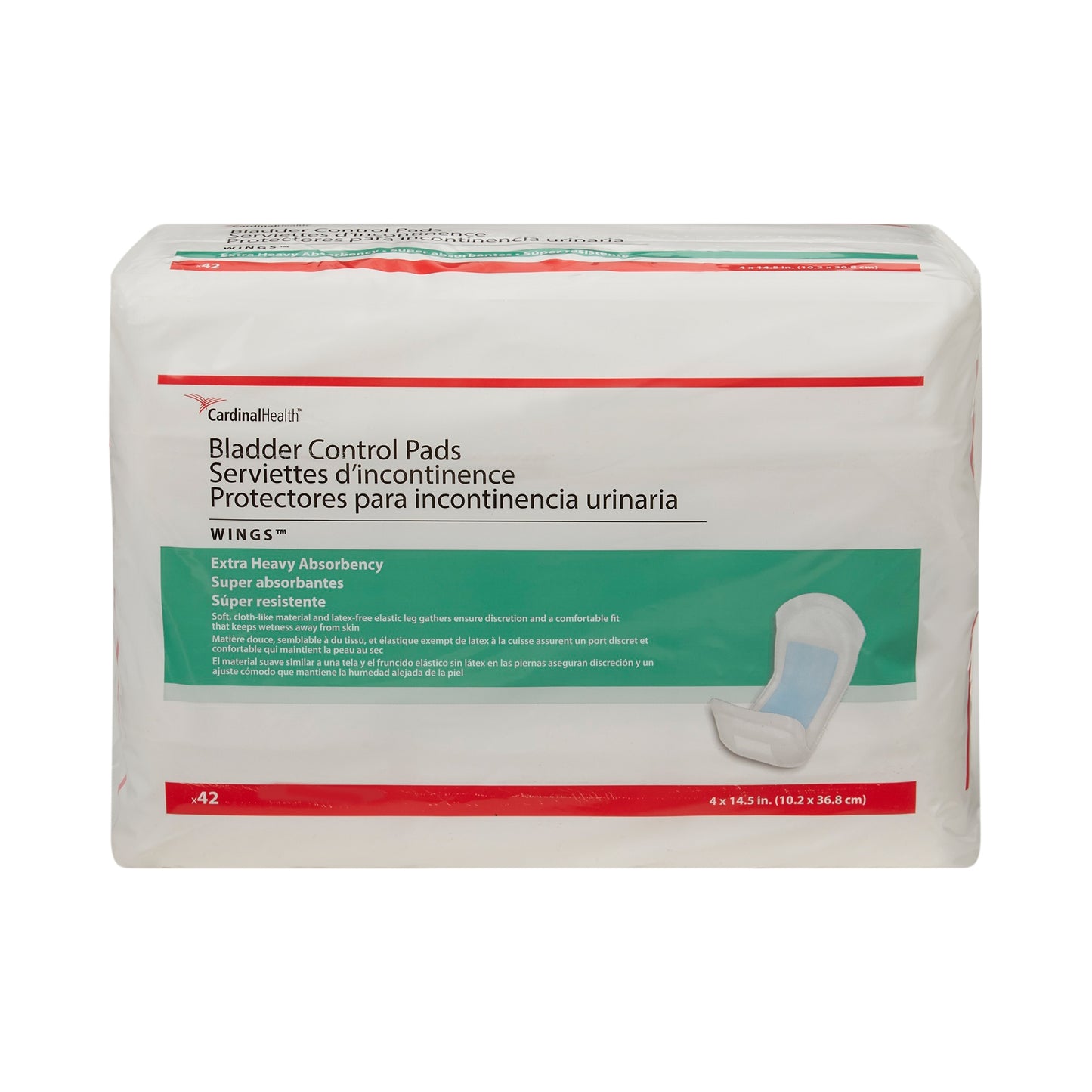 Cardinal Health, Bladder Control Pads, Wings, 4" x 14.5"