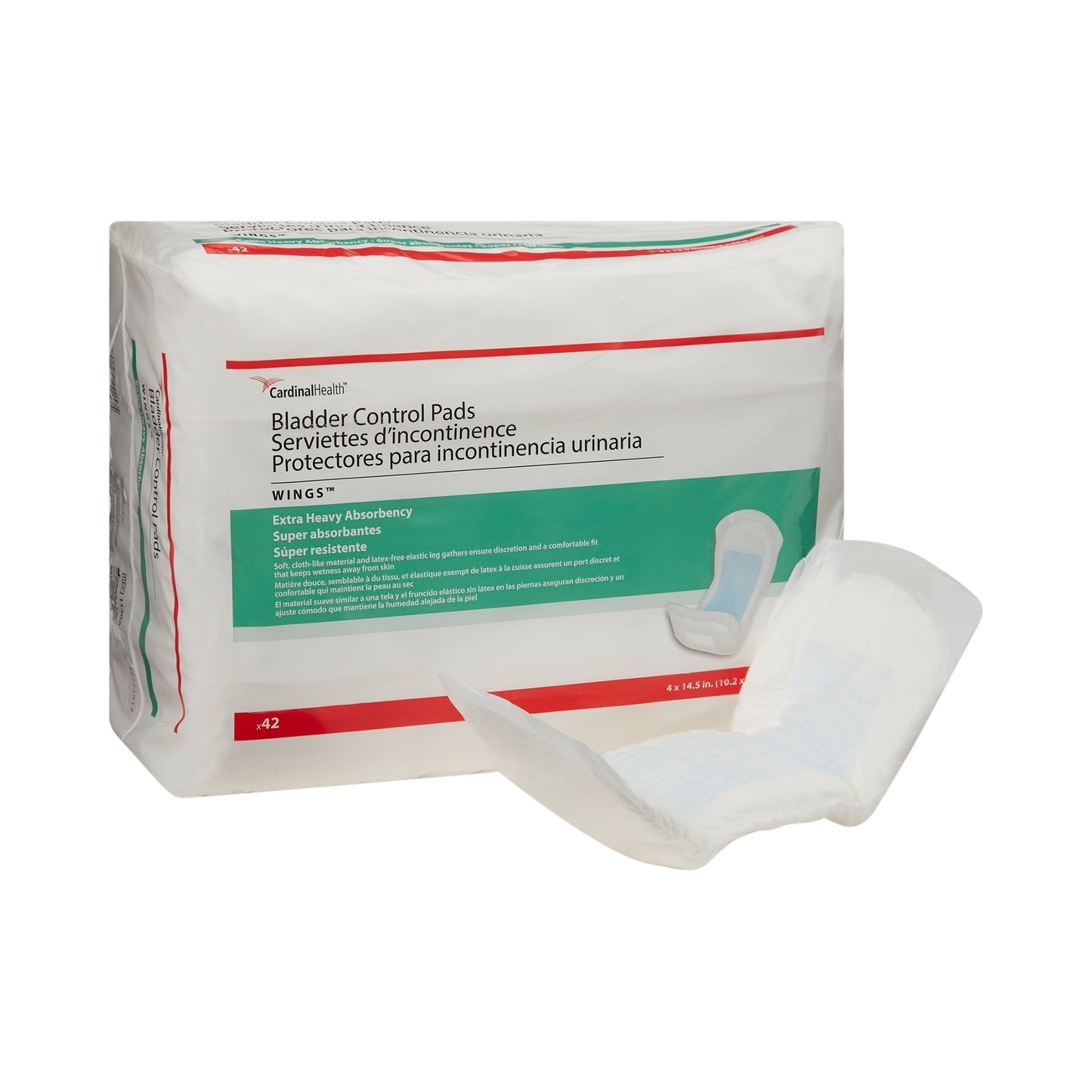 Cardinal Health, Bladder Control Pads, Wings, 4" x 14.5"