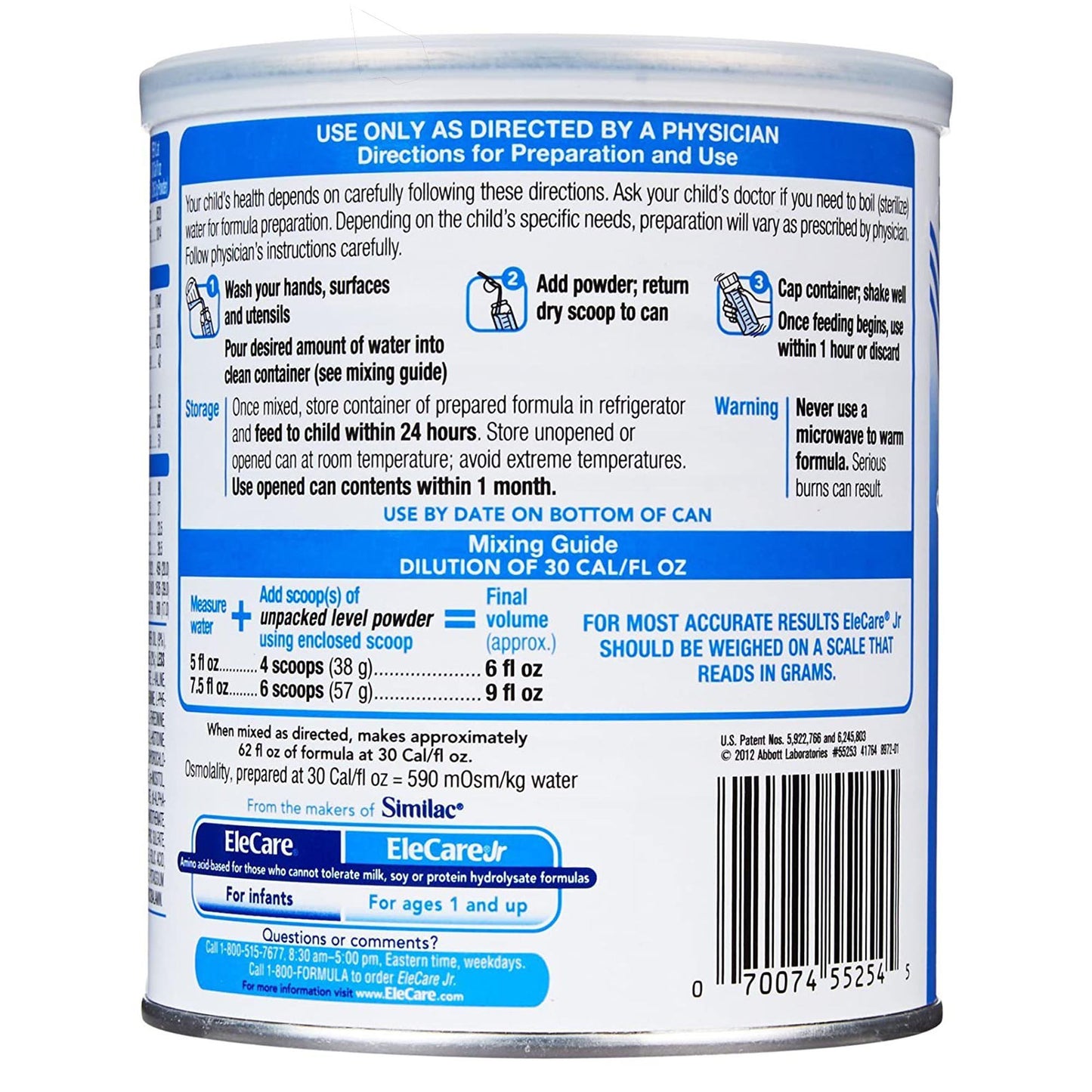 EleCare Jr Nutritionally Complete Amino Acid-Based Unflavored Medical Food Powder, 400g Can