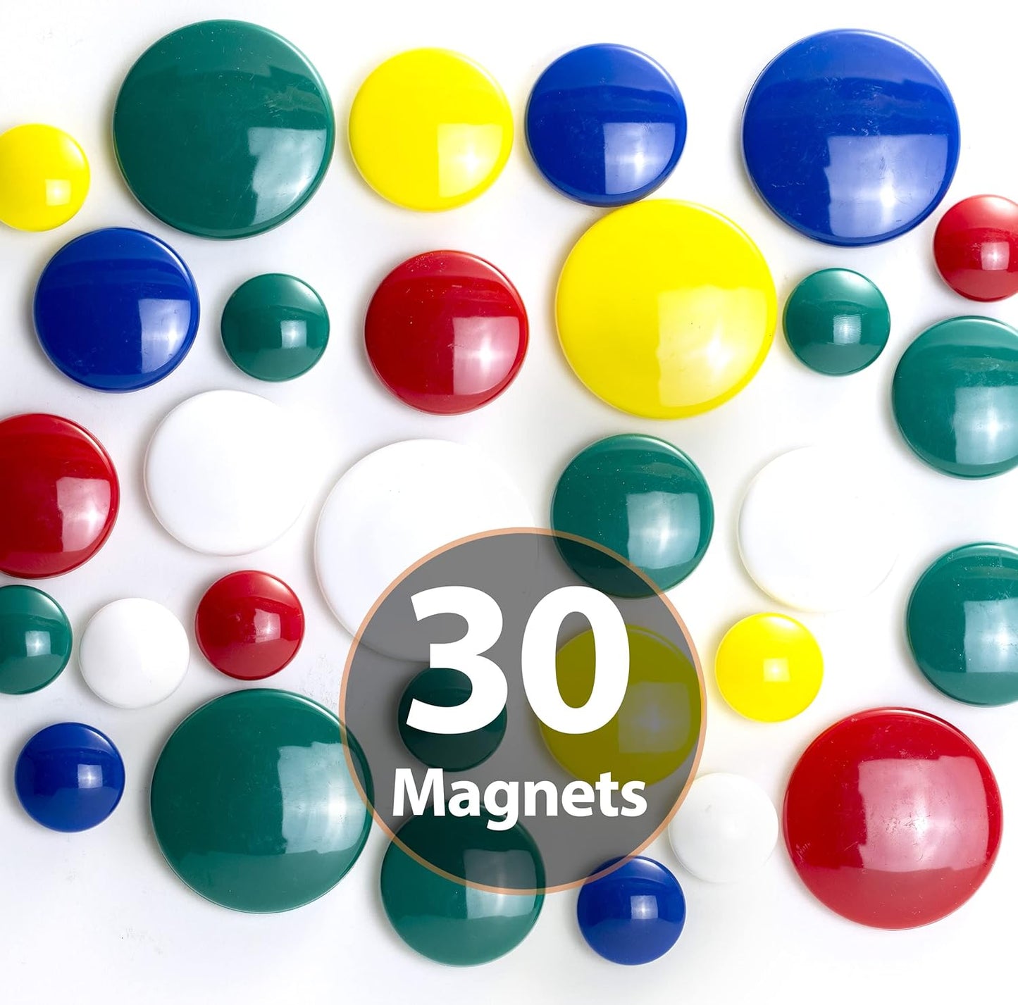 Officemate Round Plastic Covered Magnets - Durable & Longlasting Magnets Pack of 30