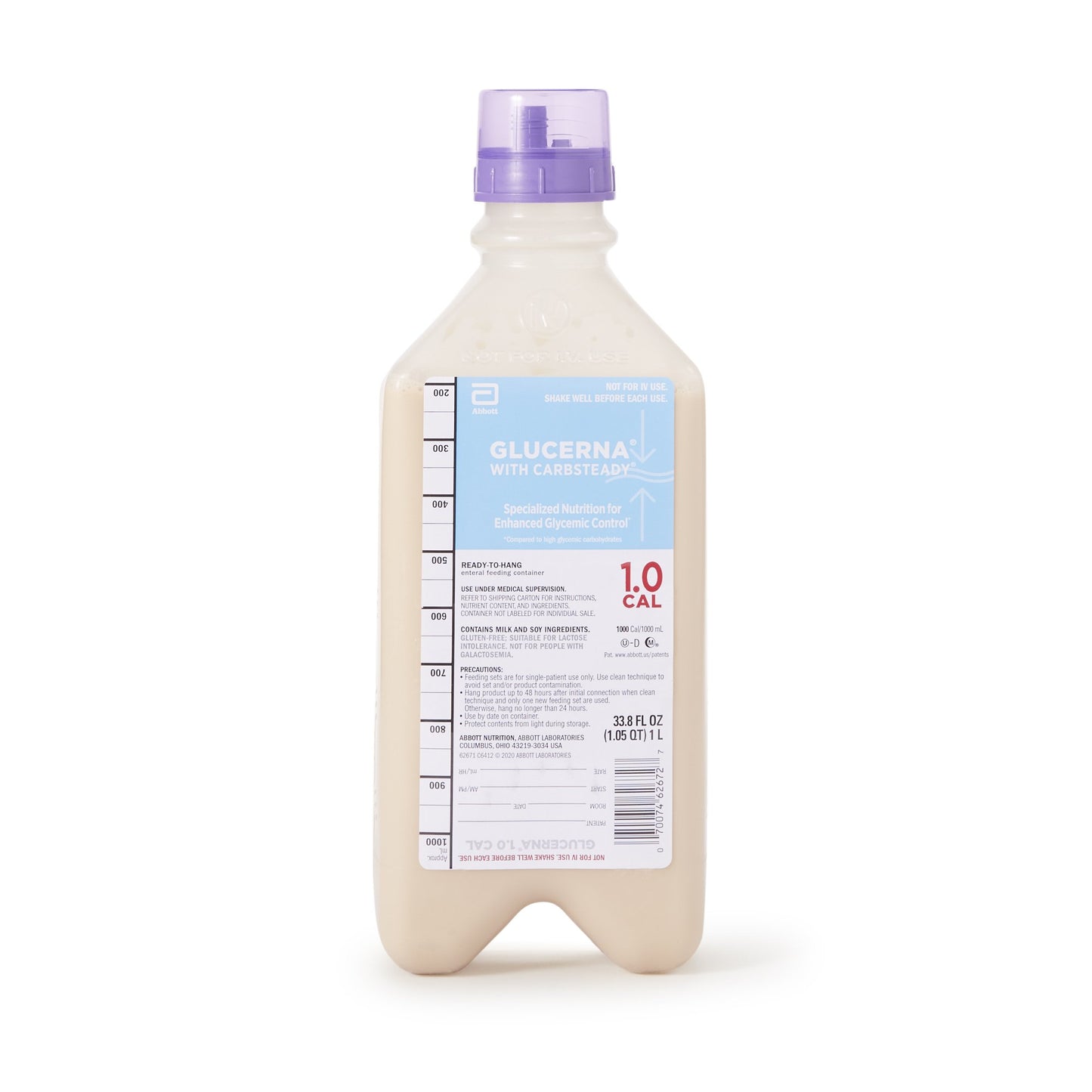 Glucerna 1.0 CAL with Fiber and Safety Screw Connector, Ready To Hang, Institutional, 1000 mL
