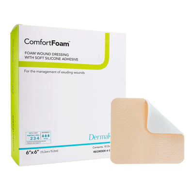 ComfortFoam Border Foam Wound Dressing with Soft Silicone Adhesive, 6" x 6"-00318E
