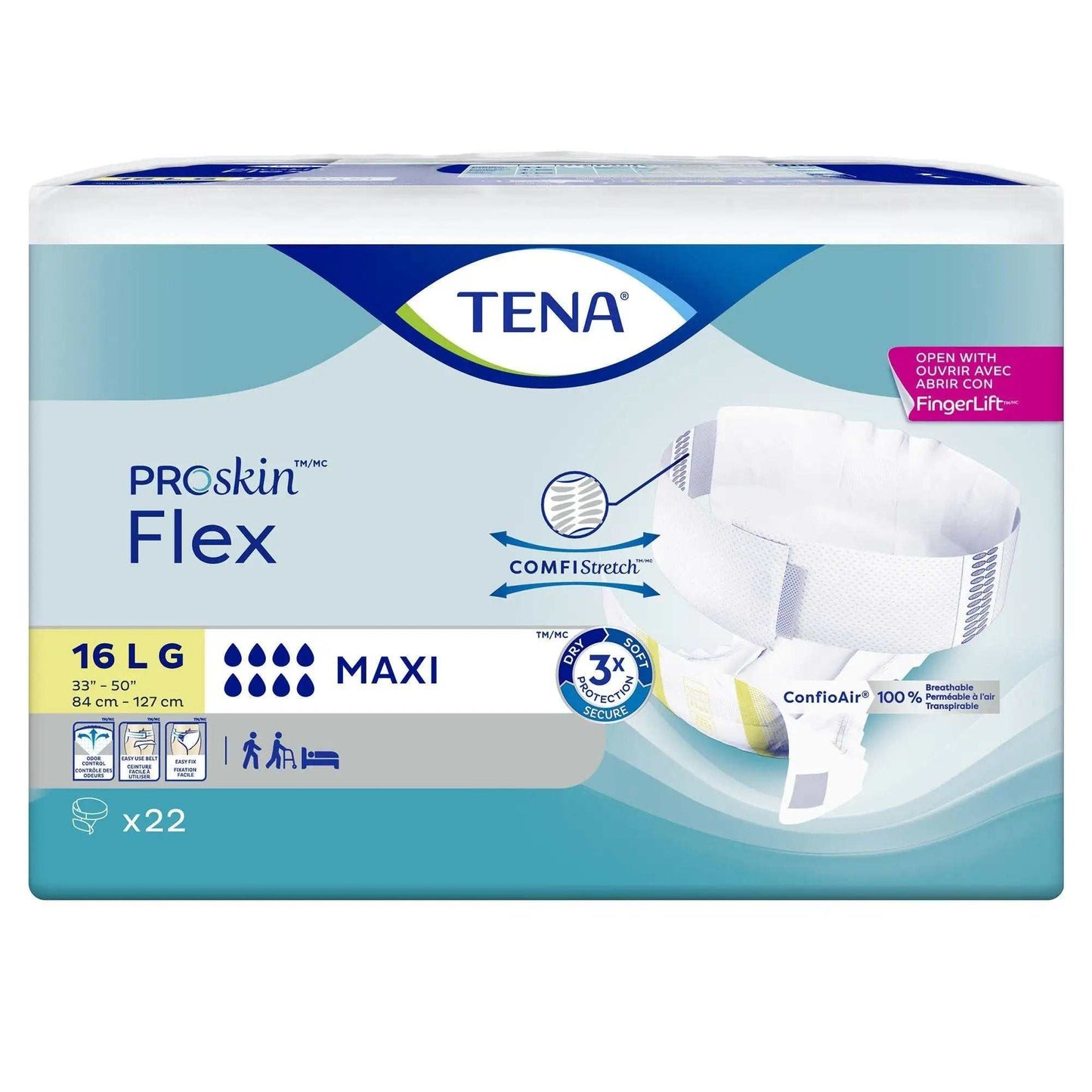 TENA Flex Maxi Brief, Size 16, 33" to 50" Waist Size