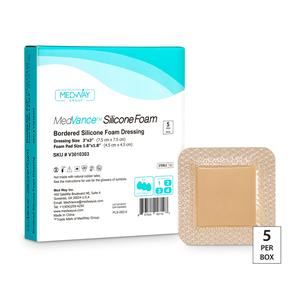 MedVance Bordered Silicone 3" x 3" Foam Dressing, 1.8" x 1.8" Pad