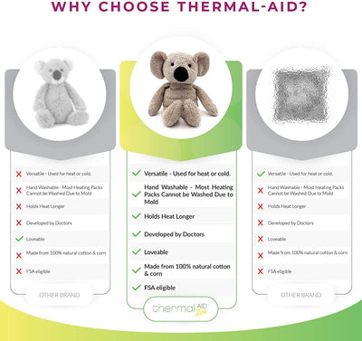 Thermal-Aid Zoo Ollie The Koala Kids Hot and Cold Pain Relief Heating Pad Microwavable Stuffed Animal and Cooling Pad Easy Wash, Natural Sleep Aid Pregnancy Must-Haves for Baby First Aid Kit