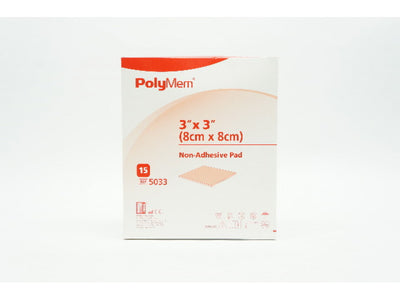 PolyMem Foam Dressing 3 X Inch Square Non-Adhesive without Border Sterile, 5033 - BOX OF 15