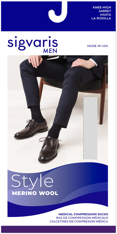 SIGVARIS Mens Style Merino Wool 240 Closed Toe Calf-High Socks 20-30mmHg