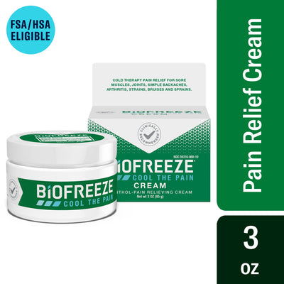 Biofreeze Menthol Pain Relieving Cream 3 OZ Jar For Pain Relief Associated With Sore Muscles, Arthritis, Simple Backaches, Strains, Bruises, Sprains And Joint Pain (Packaging May Vary)- KatyMedSolutions