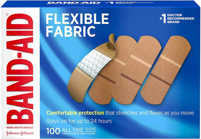 Band Aid J&J Flexible Fabric Adhesive Bandages, 1" x 3", 100 per Box- KatyMedSolutions