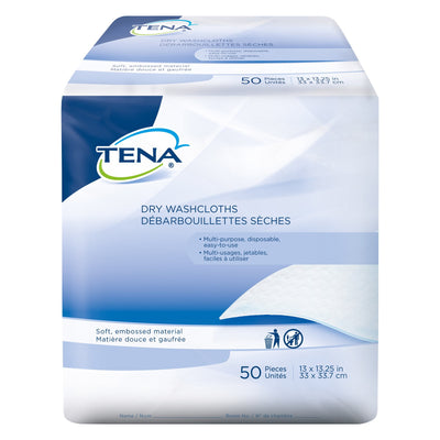 TENA Cliniguard Dry Wipe Washcloth, Multi-purpose, 13 X 13-1/4 Inch | Pack of 50- KatyMedSolutions