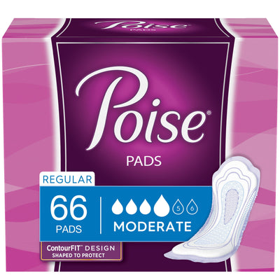 Poise Female Incontinent Pad Regular Length 10.47 Inch Length 47357, Moderate, 132 Ct- KatyMedSolutions