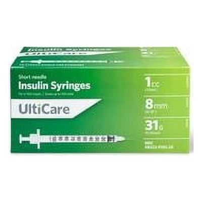 Ultimed UltiCare Short Needle Insulin Syringe 1/2cc, 31G x 5/16" Needle- KatyMedSolutions