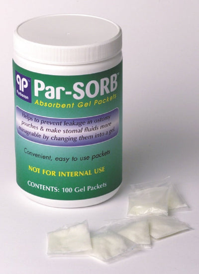 Parthenon Par-Sorb Gel Packets, Ostomy Absorbent Used in Colostomy and Ileostomy Pouches | 100 Gel Packets - KatyMedSolutions
