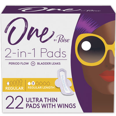 One by Poise Feminine Pads with Wings, Postpartum Pads, Regular Absorbency, 22ct - KatyMedSolutions