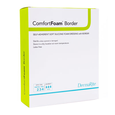 ComfortFoam Border Foam Dressing 6 x 8" Rectangle Polyurethane Foam 43680 5 per Box- KatyMedSolutions