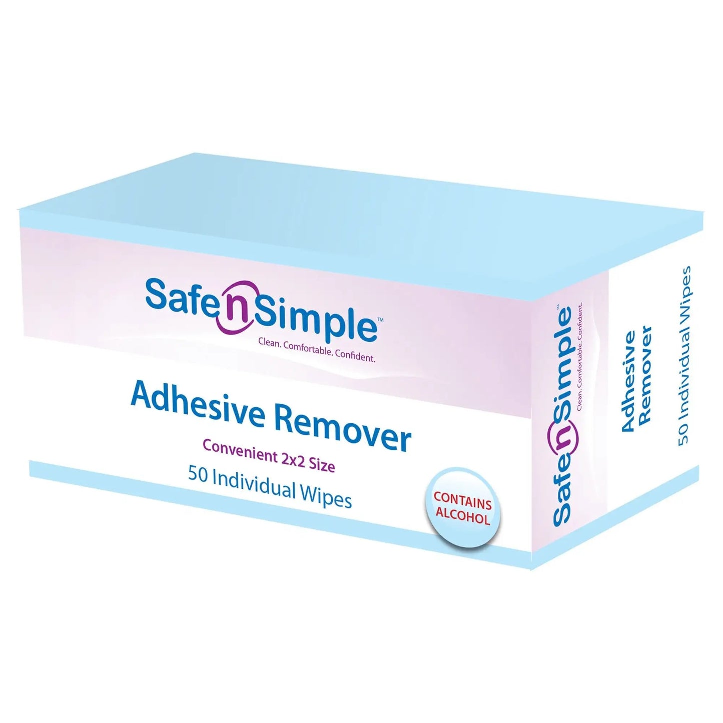 Safe N Simple Adhesive Remover, 2 x 2 Inch Wipe, 50 Wipes per Box, 200 Boxes per Case