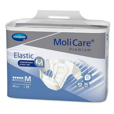 MoliCare Premium Incontinence Brief, 6D - Moderate Absorbency Adult Diaper with Refastenable Tabs - Unisex, Size Medium, 30 Count, 3 Packs, 90 Total
