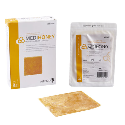 Honey Impregnated Wound Dressing MEDIHONEY Rectangle 4 X 5 Inch Sterile