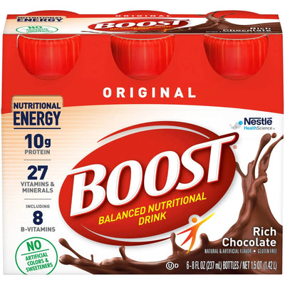 Boost Original Chocolate Oral Supplement, 8 oz. Bottle, 6 Pack