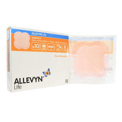 Allevyn Life Quadrilobe sterile adhesive silicone foam dressing with Border, 8-1/4 x 8-1/4 Inch