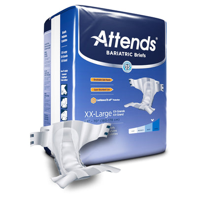 Unisex Adult Incontinence Brief Attends Bariatric 2X-Large Disposable Heavy Absorbency