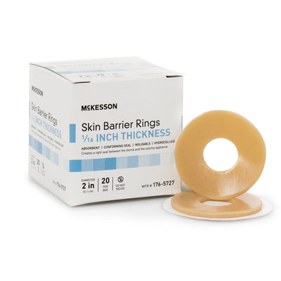 Skin Barrier Ring McKesson Moldable, Standard Wear Adhesive without Tape Without Flange Universal System Hydrocolloid 2 Inch Diameter X 1/16 Inch Thickness