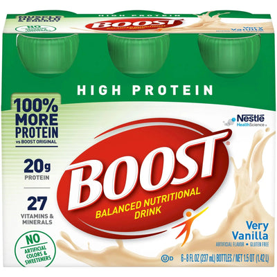 Boost High Protein Vanilla Oral Supplement, 8 oz. Bottle, 6 per Pack