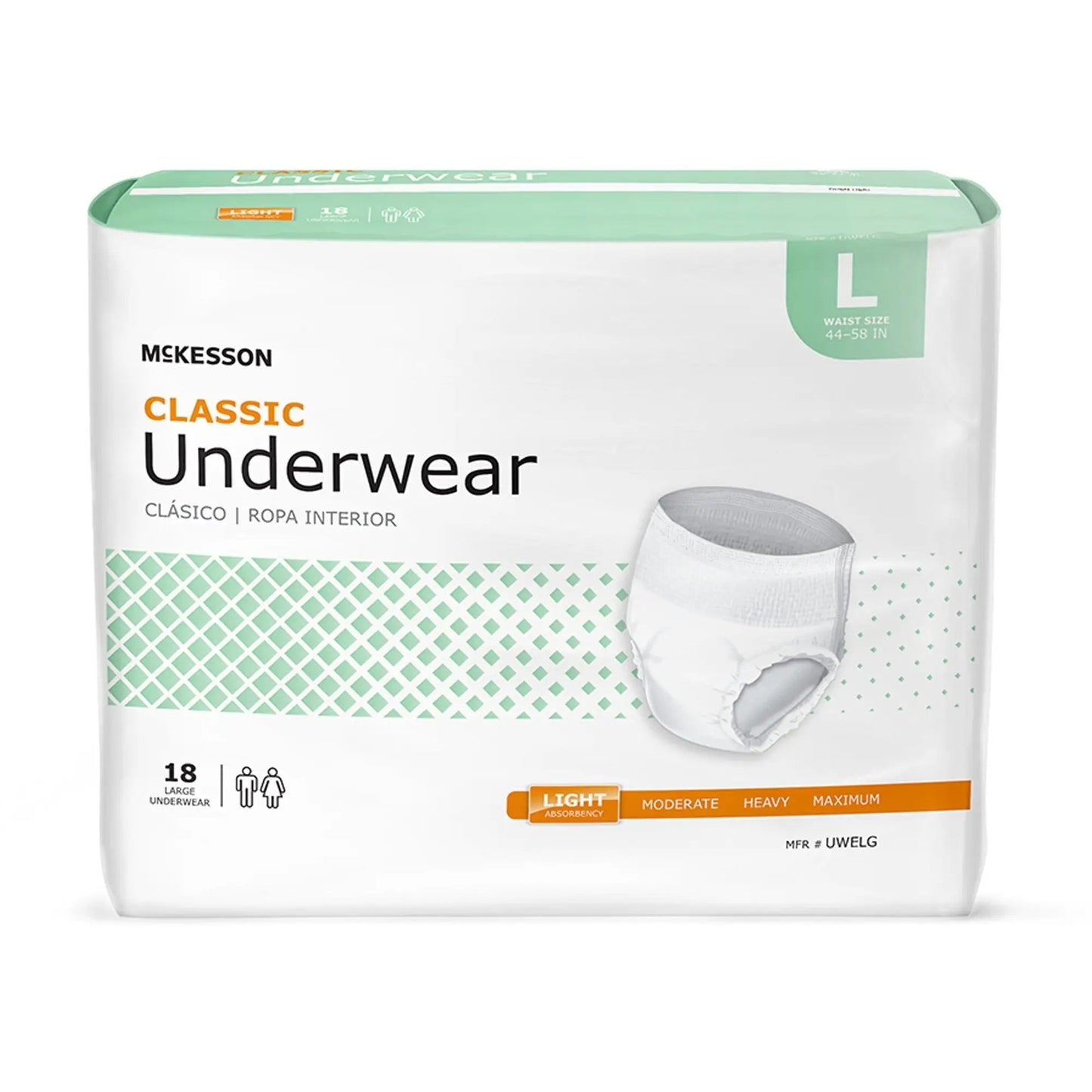 McKesson Classic Light Adult Absorbent Underwear Disposable Light Absorbency