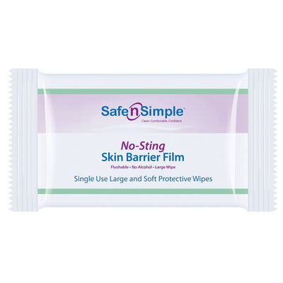 Skin Barrier Wipe Safe N Simple No-Sting 60% / 20% Strength Purified Water / Polyvinylpyrrolidone / Glycerin / Propylene Glycol Individual Packet Large NonSterile
