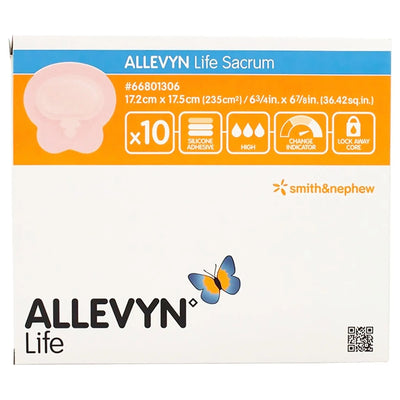 Allevyn Life Sacral sterile adhesive silicone foam dressing with Border, 7 x 7 Inch