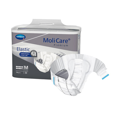 MoliCare Premium Incontinence Brief, 10D - Heavy Absorbency Adult Diaper with Refastenable Tabs - Unisex, Size Medium, 14 Count, 4 Packs, 56 Total