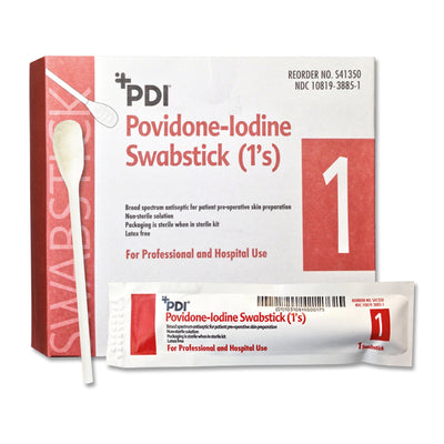 Impregnated Swabstick PDI 10% Strength Povidone-Iodine Individual Packet NonSterile