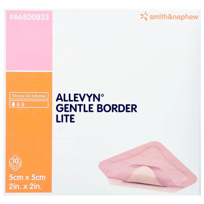 Allevyn Gentle Border Lite Thin Silicone Foam Dressing, 2 x 2 inch