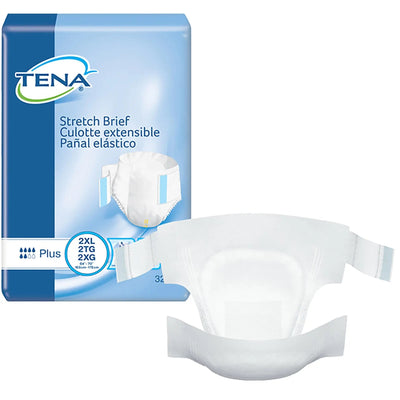 TENA Unisex white Adult Incontinence Brief Stretch Plus 2X-Large Disposable